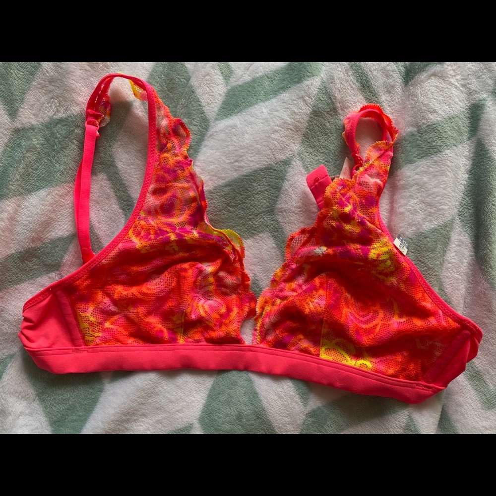Neon pink Victoria’s Secret lace bralet orange S